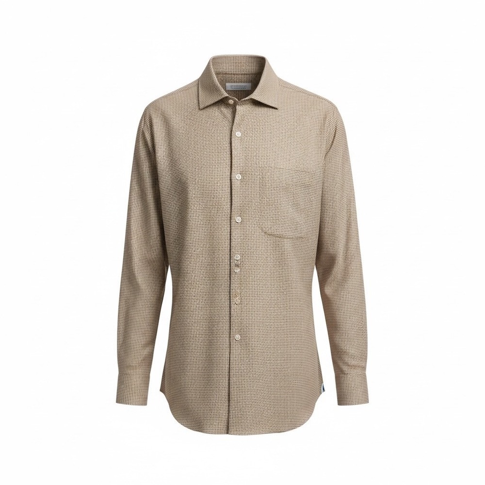 Peter Millar Mens Sz 17.5L Hounds tooth Button Up Shirt Long Sleeve Casual Dress